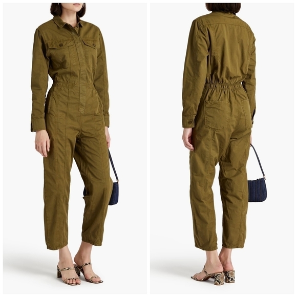 FRAME Cropped cotton-twill jumpsuit - Picture 1 of 6